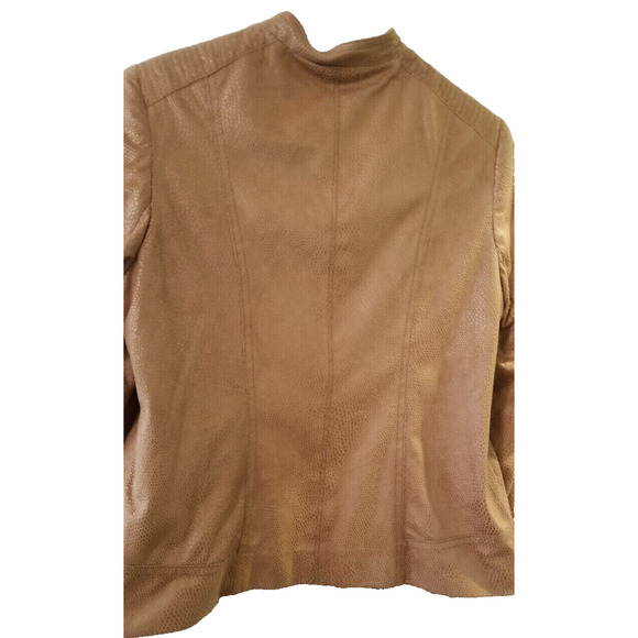 Tan Jay Brown Fax Snake Skin Zipper Front Blazer Career Casual Jacket Size 6P - Picture 6 of 10